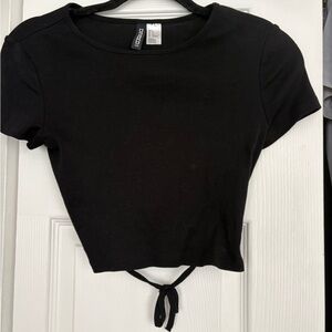 H&M Black Tie-Front Crop Top